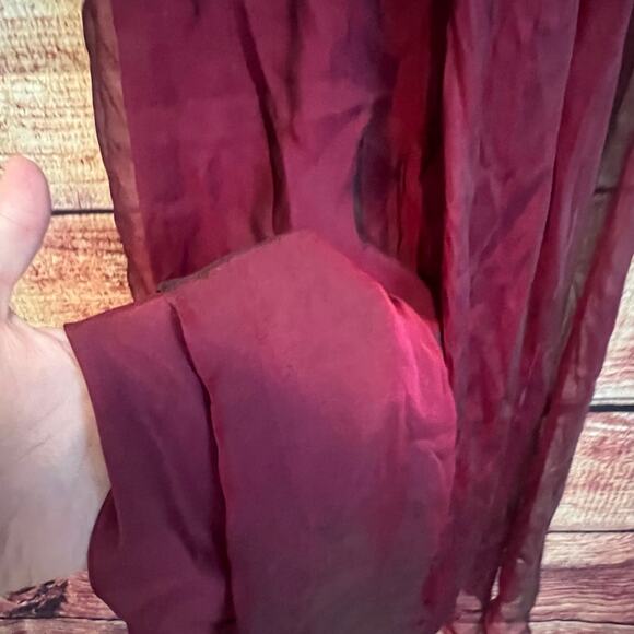 BCBG Max Azria Halter 100% Silk Chiffon Crimson Red Midi Dress Size 10 Low VNeck - Picture 5 of 9